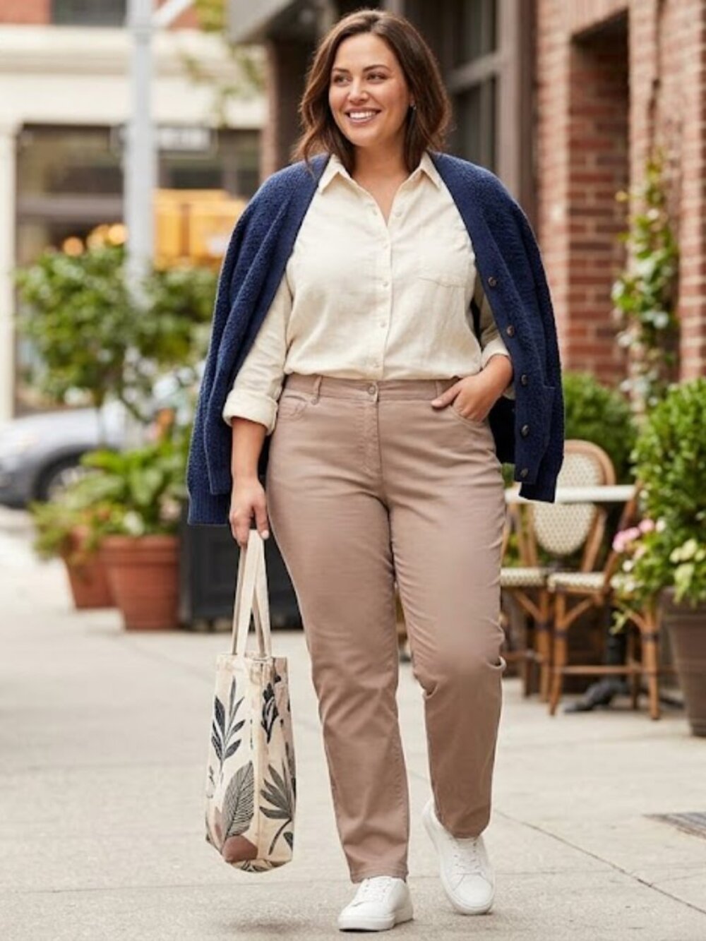 Avenue Women's Plus Size 20 Khaki Pants Tan Cream Casual Workwear